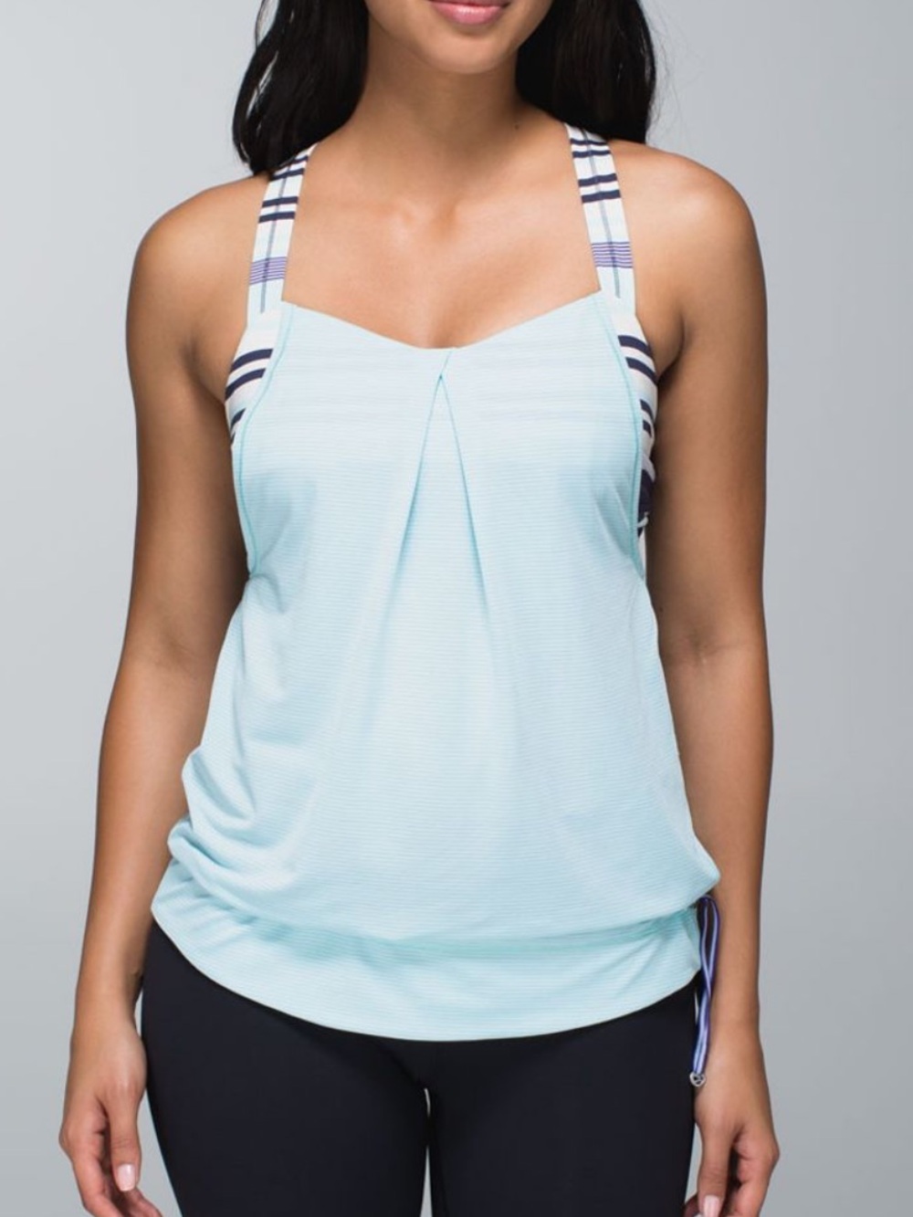 Lululemon Rest Less Tank - Pale Aquamarine With Aquamarine And Navy Striped Bra
